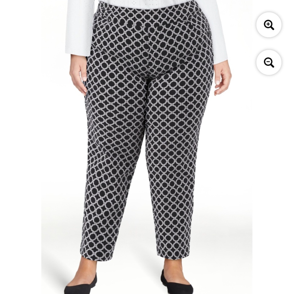 Just My Size Women’s Plus Black Geo Millennium Pants Size 1X NWT